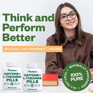 Foto 4 | Cápsulas De Cafeína Y Teanina Purisure 100 Mg + 200 Mg 120 Días - Venta Internacional.
