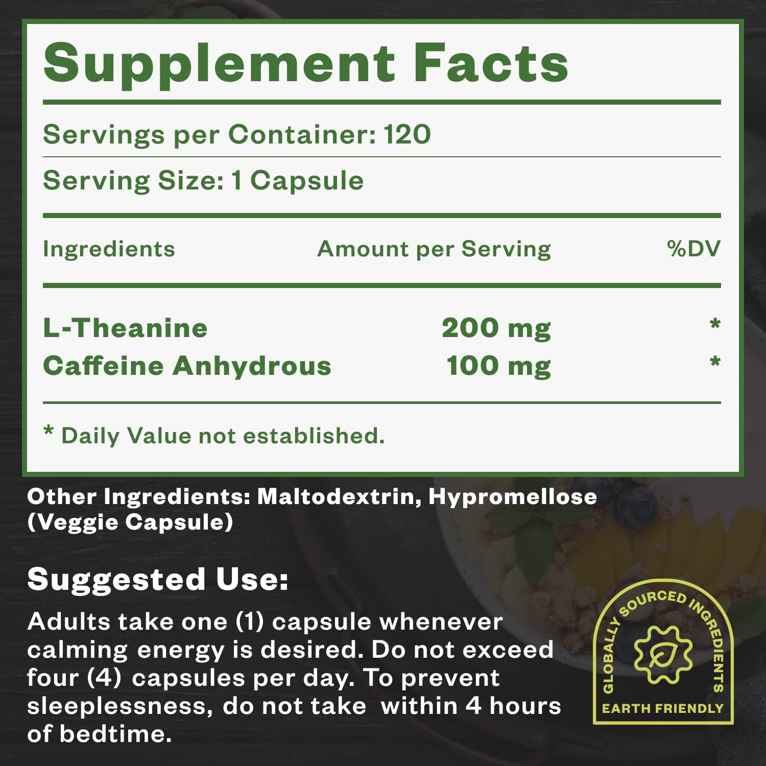 Foto 7 | Cápsulas De Cafeína Y Teanina Purisure 100 Mg + 200 Mg 120 Días - Venta Internacional.