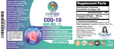Foto 7 | Suplemento De Coq10 De La Dra. Valerie Nelson, 400 Mg, 200 Vegetales. Cápsulas - Venta Internacional.