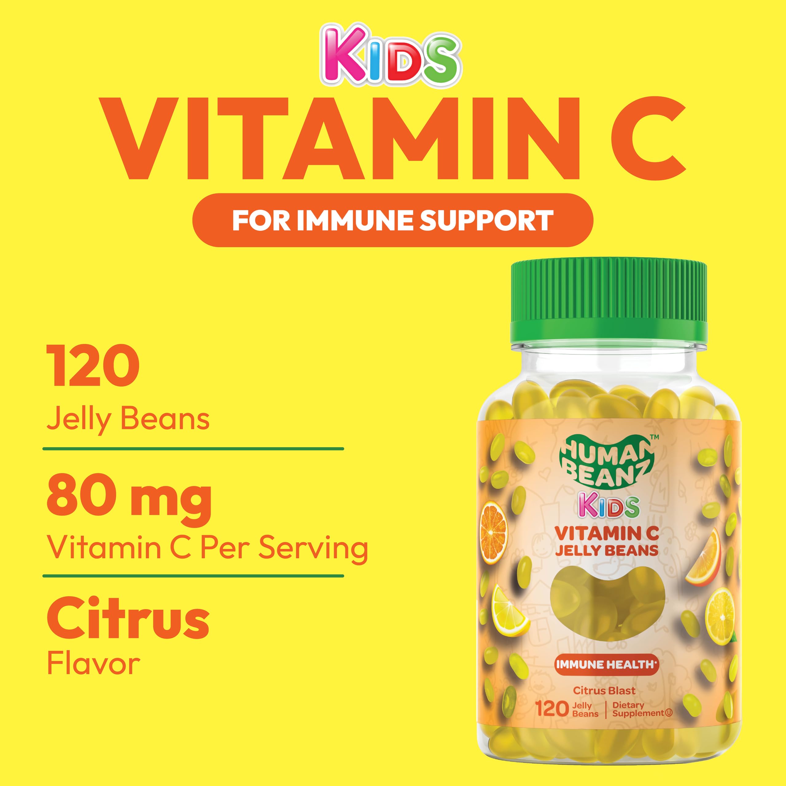Foto 3 pulgar | Gominolas Con Vitamina C Human Beanz Kids 120 Citrus - Venta Internacional.