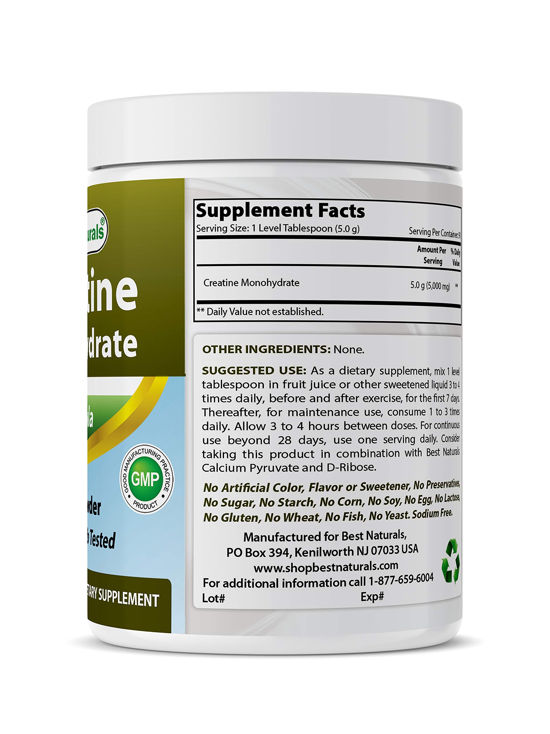 Foto 5 pulgar | Polvo De Monohidrato De Creatina Supplement Best Naturals, 454 G - Venta Internacional.