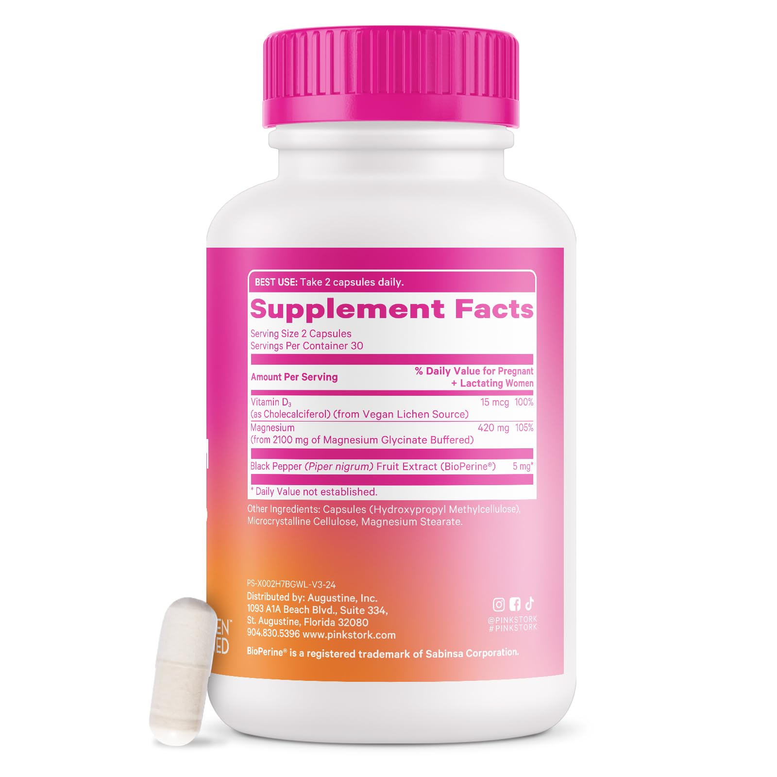 Foto 6 | Suplemento De Magnesio Pink Stork Glicinato De Magnesio 500 Mg - Venta Internacional.