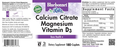 Foto 6 | Suplemento De Citrato De Calcio Y Magnesio D3 De Bluebonnet 180 Cápsulas - Venta Internacional.