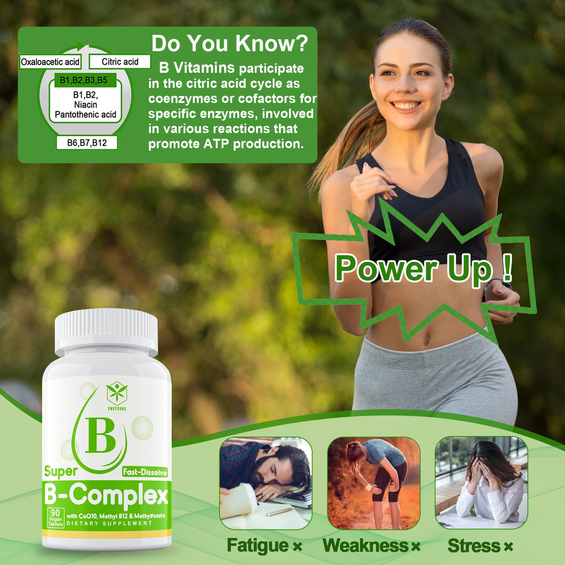 Foto 6 | Suplemento Envycure, Complejo De Vitamina B Sin Azúcar, 180 Tabletas - Venta Internacional.