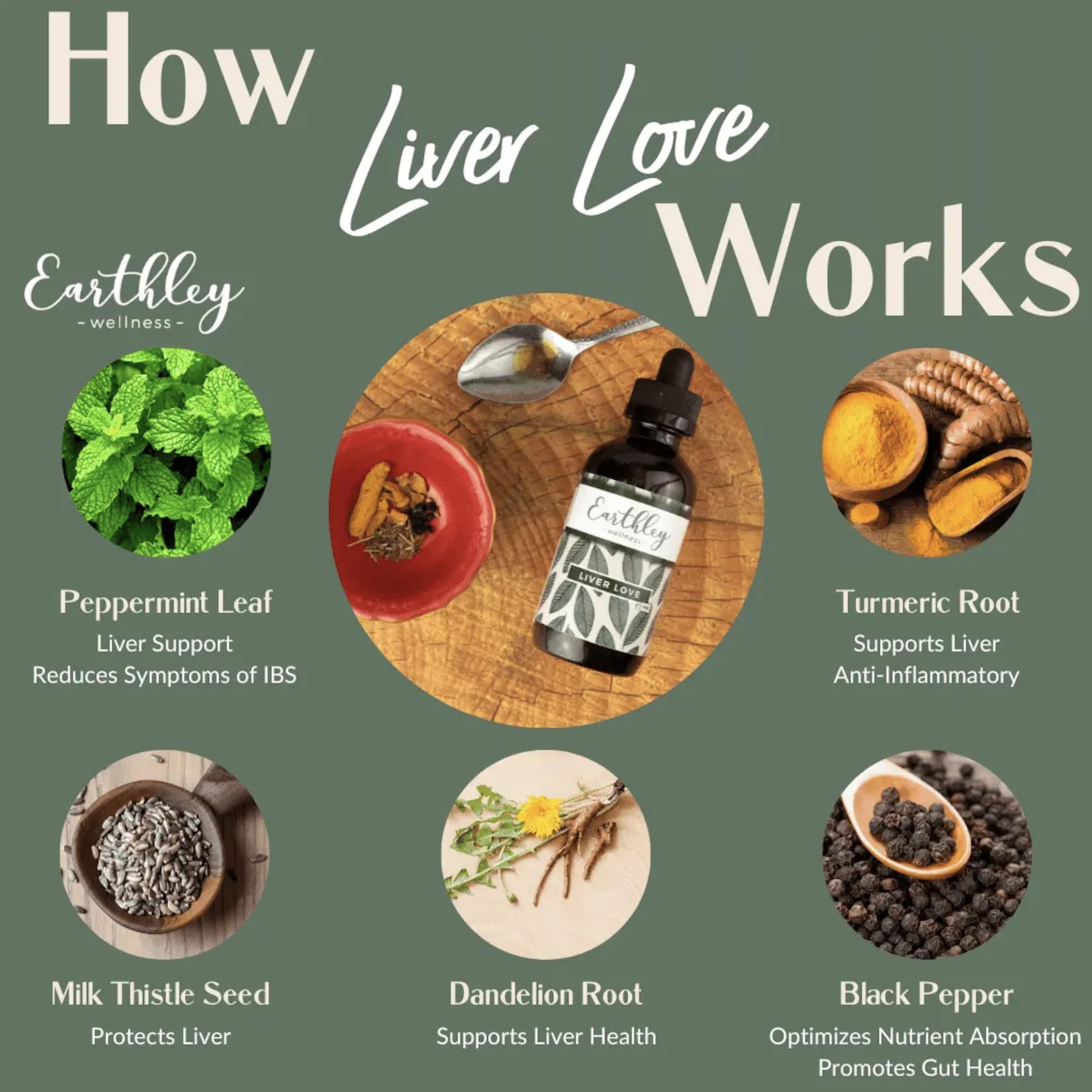 Foto 3 pulgar | Suplemento Earthley Wellness Liver Love, Mezcla De Hierbas, 60 Ml - Venta Internacional.