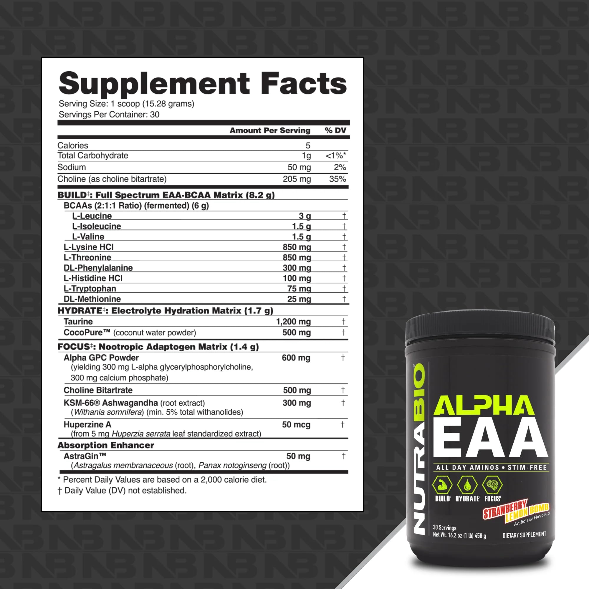 Foto 3 pulgar | Suplemento De Aminoácidos Nutrabio Alpha Eaa 30 Porciones - Venta Internacional.
