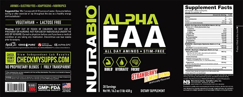 Foto 4 pulgar | Suplemento De Aminoácidos Nutrabio Alpha Eaa 30 Porciones - Venta Internacional.