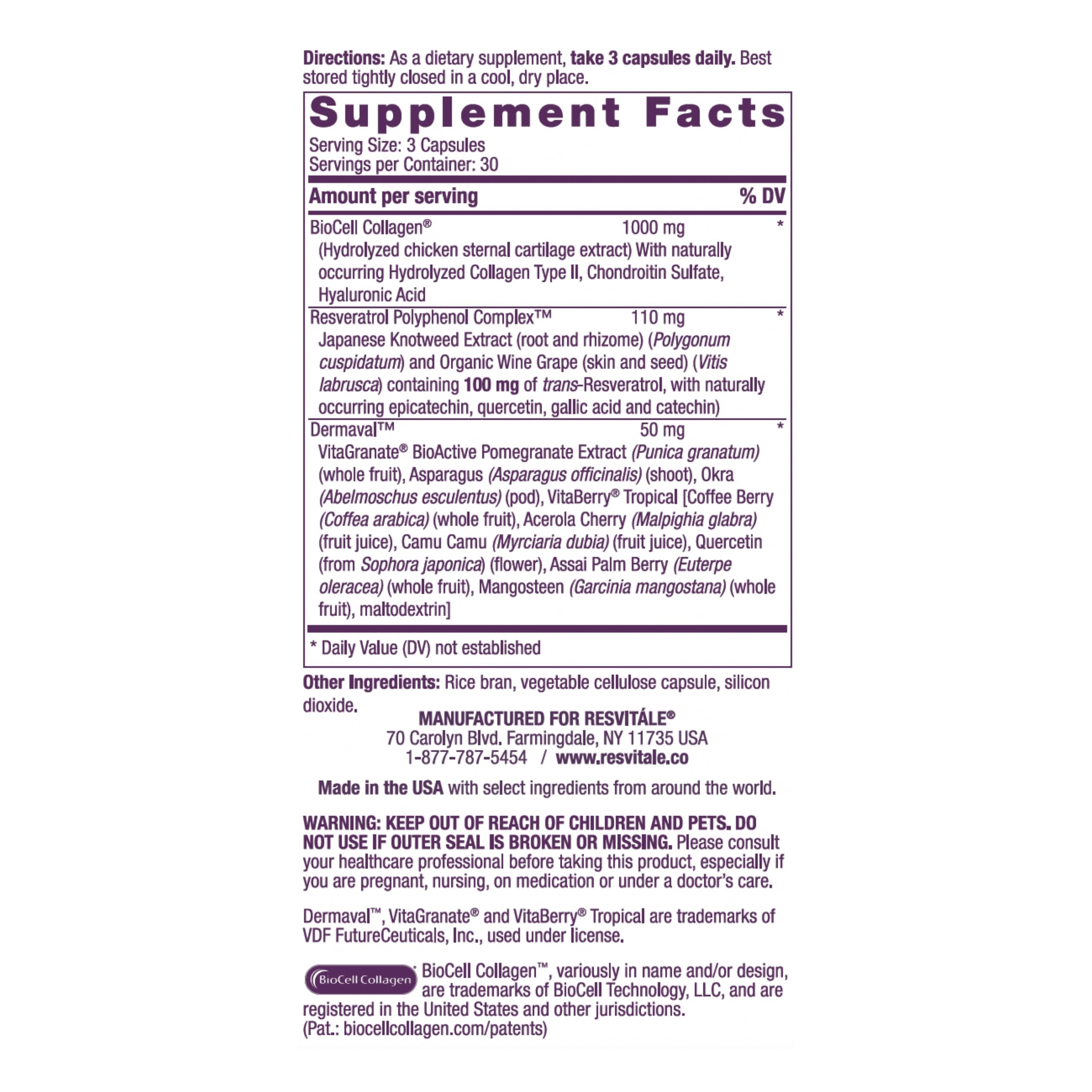 Foto 3 pulgar | Suplemento Resvitále Ultra Collagen Enhance 90 Cápsulas Vegetarianas - Venta Internacional.