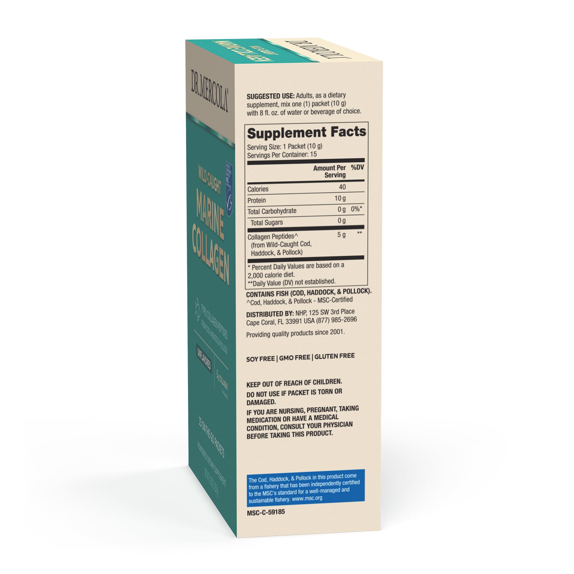 Foto 2 | Paquetes De Colágeno Marino En Polvo Dr. Mercola, 15 Porciones, 5 G - Venta Internacional.