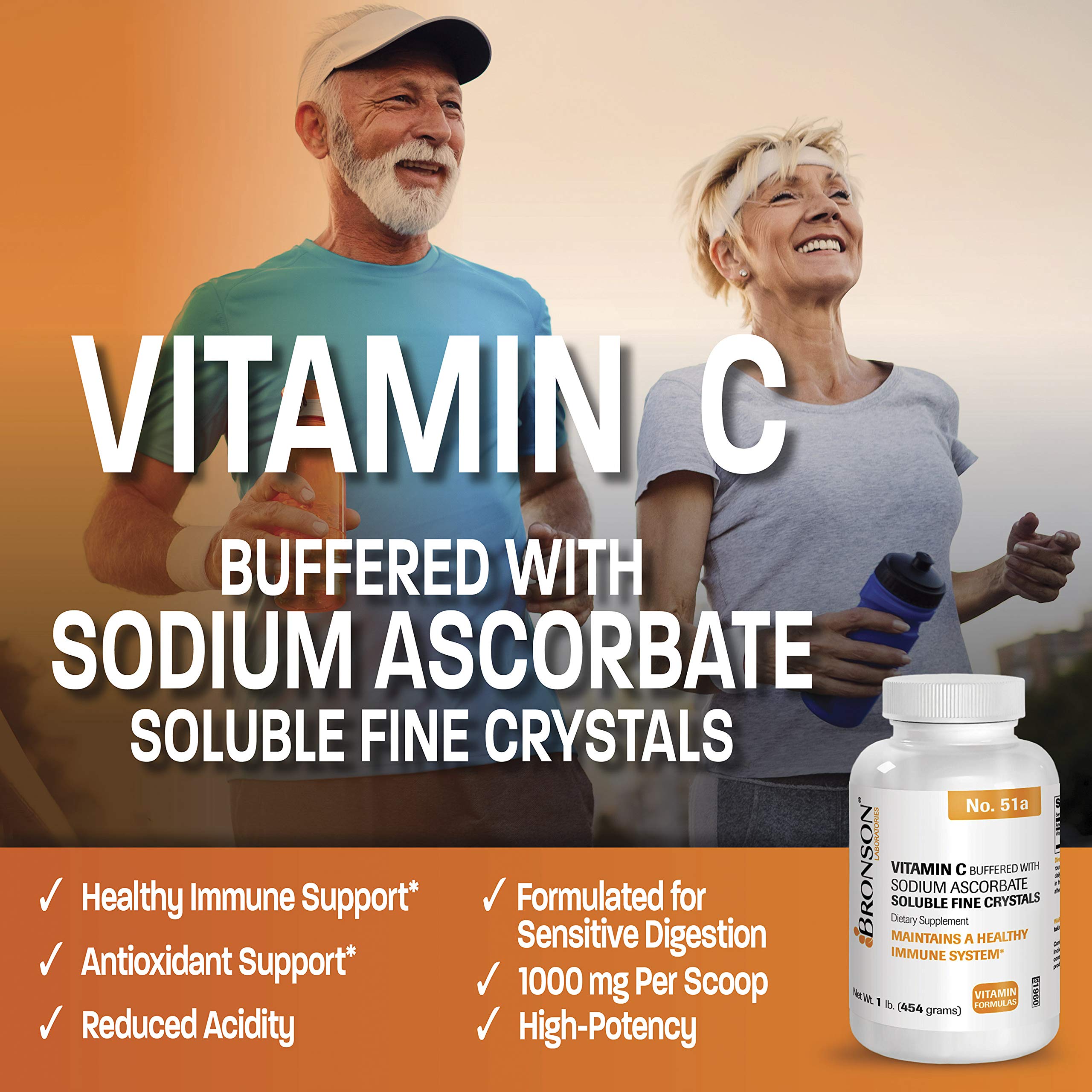 Foto 3 | Vitamina C En Polvo, Ácido Ascórbico Amortiguado Bronson, 454 G - Venta Internacional.
