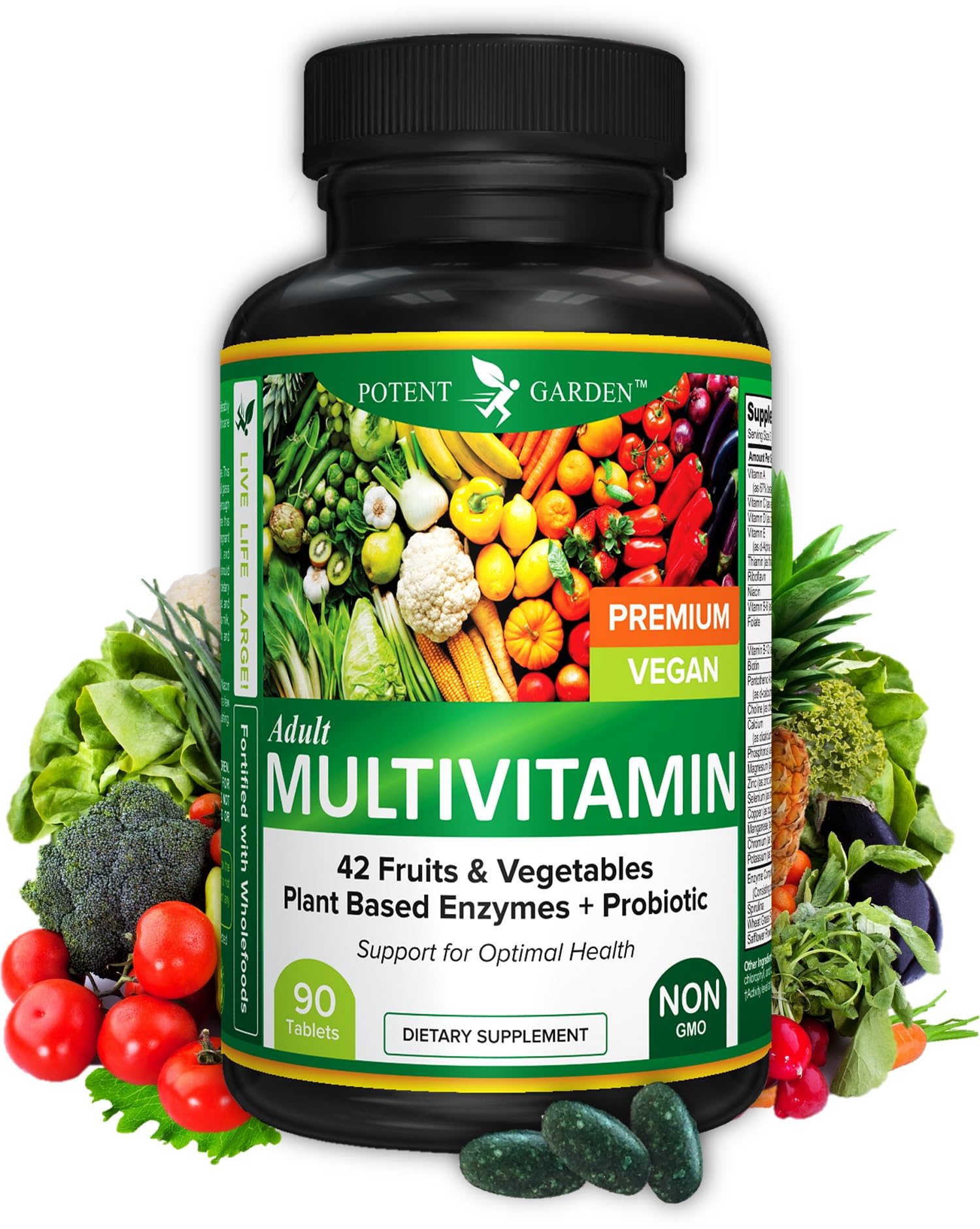Suplemento Multivitamínico Para Adultos Potent Garden, 90 Tabletas - Venta Internacional.