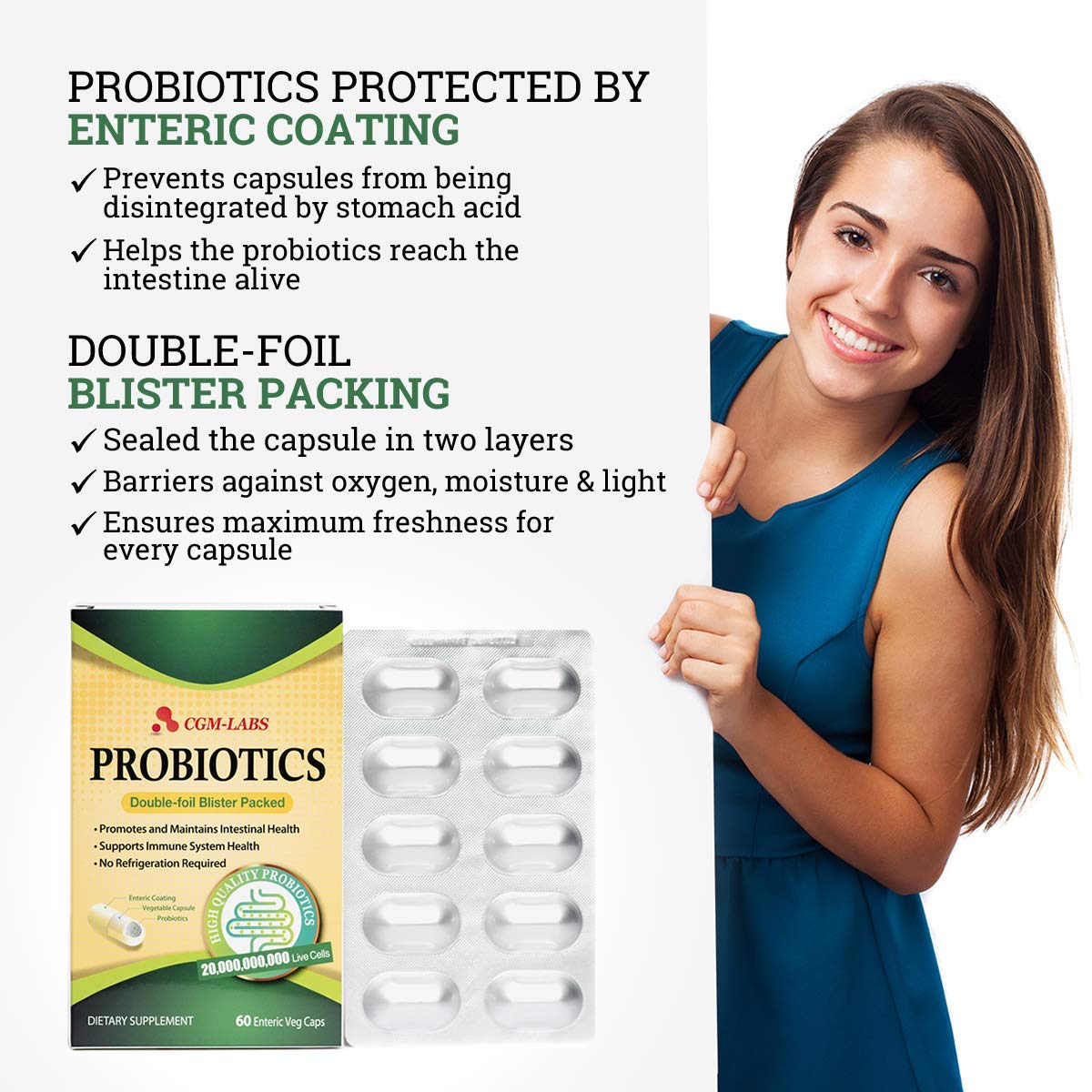 Foto 3 pulgar | Probiotics Cgm Labs, 20 Mil Millones De Células Vivas, 60 Cápsulas Vegetales - Venta Internacional.