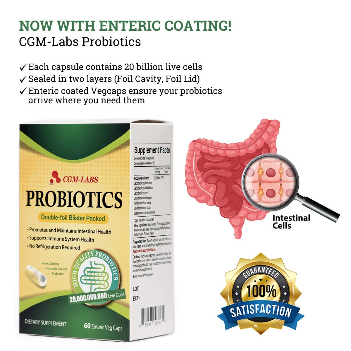 Foto 3 | Probiotics Cgm Labs, 20 Mil Millones De Células Vivas, 60 Cápsulas Vegetales - Venta Internacional.