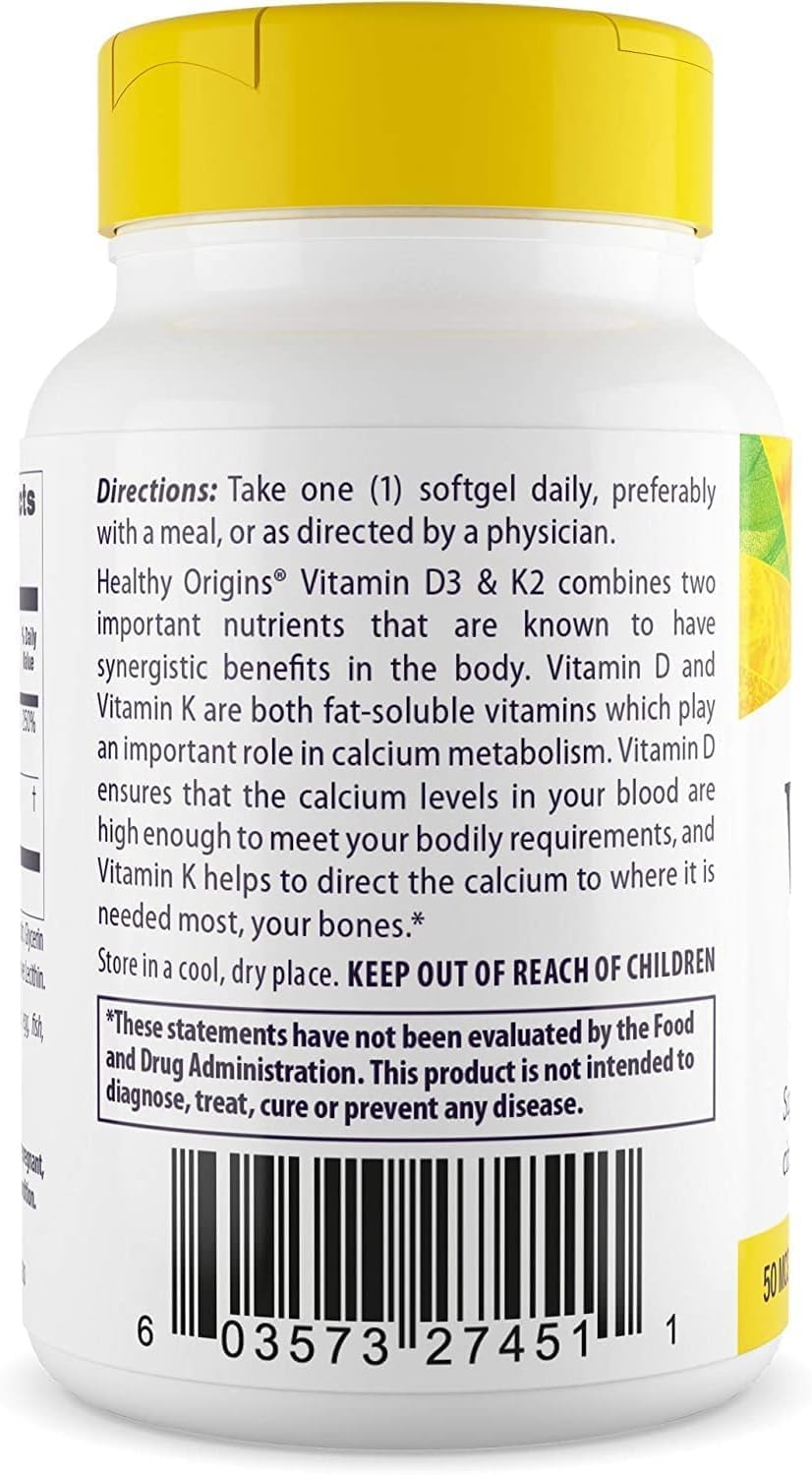 Foto 4 pulgar | Suplementos De Vitamina D3 De 50 Mcg De Healthy Origins Y 200 Mcg De Vitamina K2 - Venta Internacional.