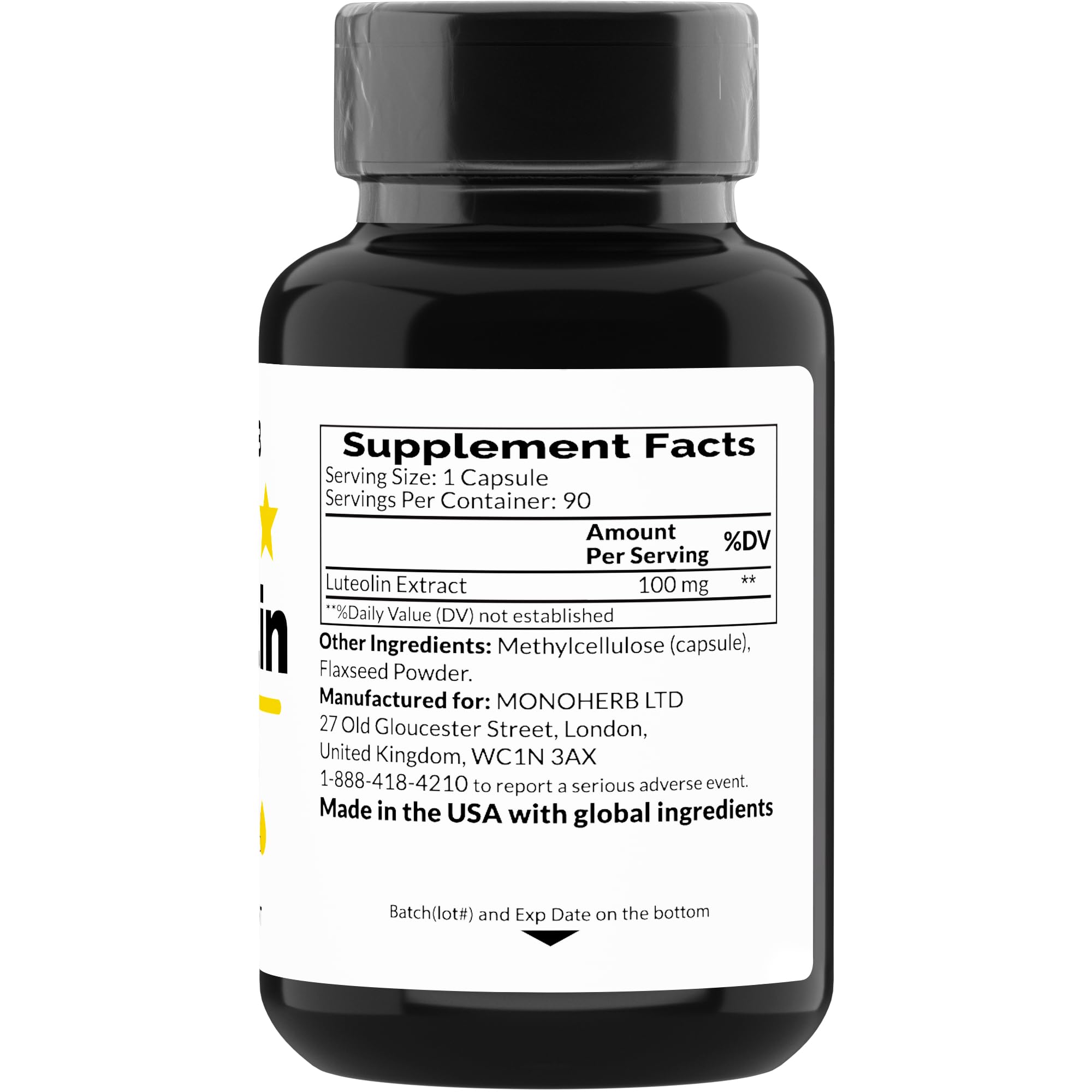 Foto 3 pulgar | Suplemento Monoherb Luteolina 100 Mg 90 Cápsulas Veganas - Venta Internacional.