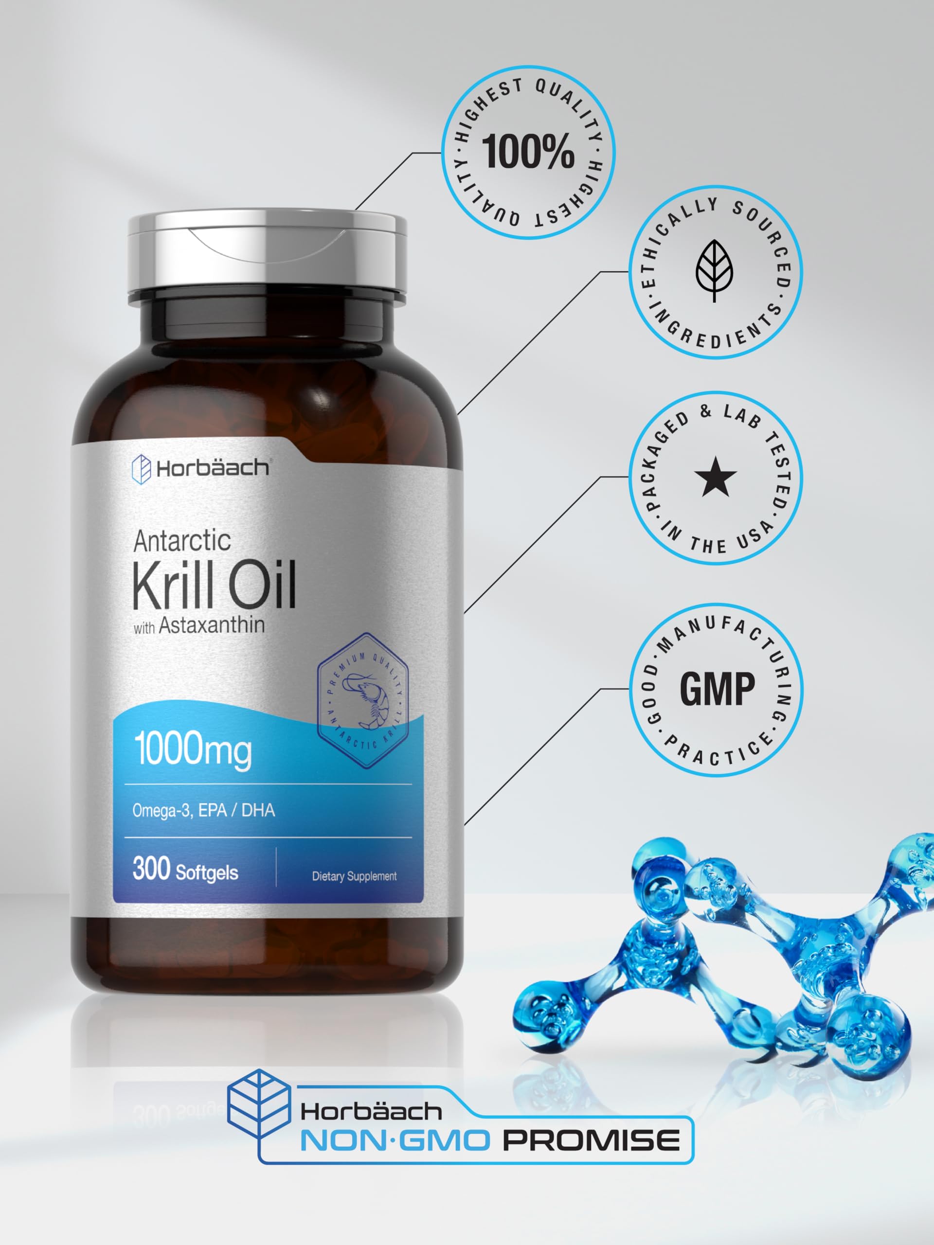 Foto 7 pulgar | Suplemento De Aceite De Krill Antártico Horbäach 1000 Mg 300 Cápsulas Blandas - Venta Internacional.