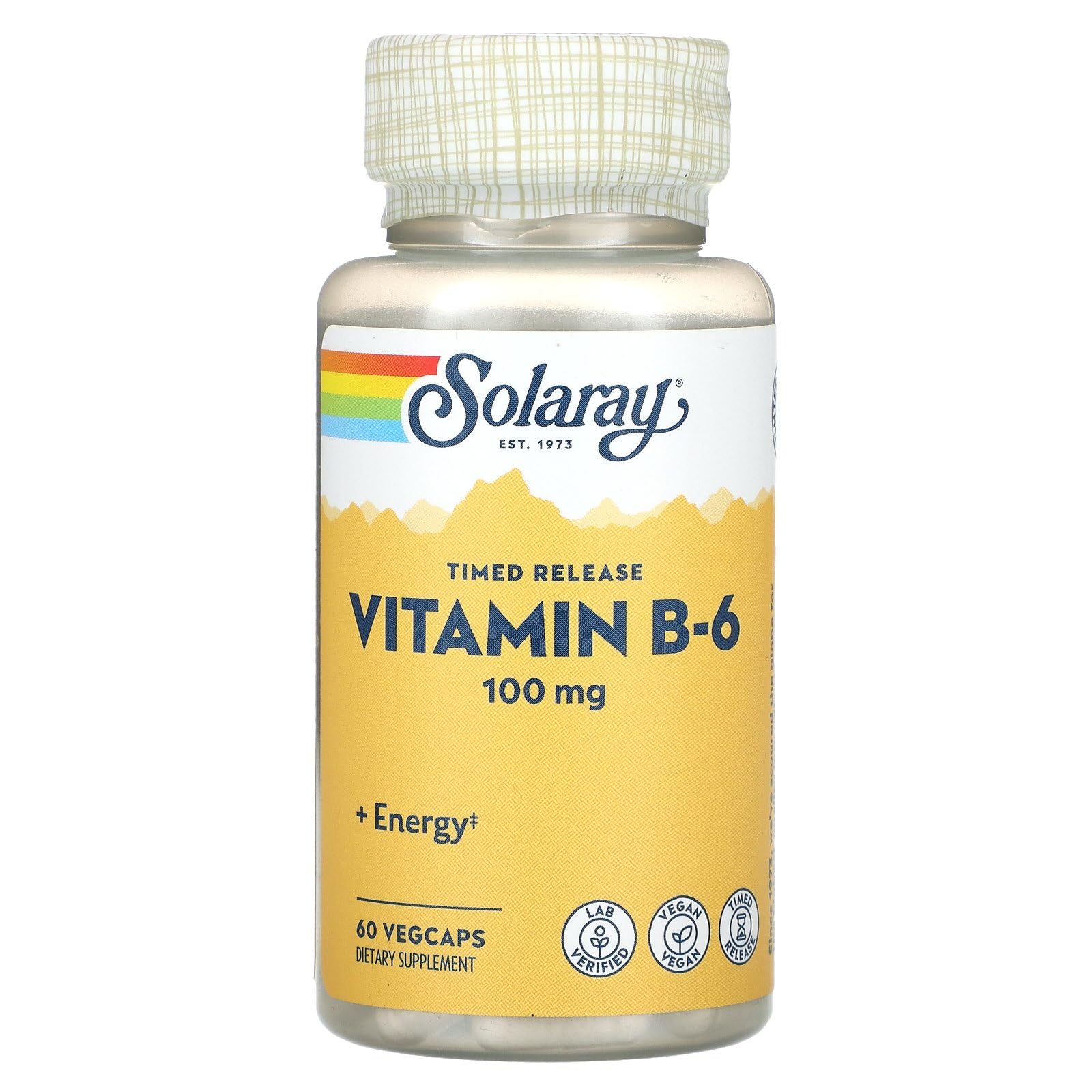 Foto 2 pulgar | Suplemento Solaray B6 De Liberación Cronometrada En Dos Etapas, 100 Mg, 60 Tabletas - Venta Internacional.