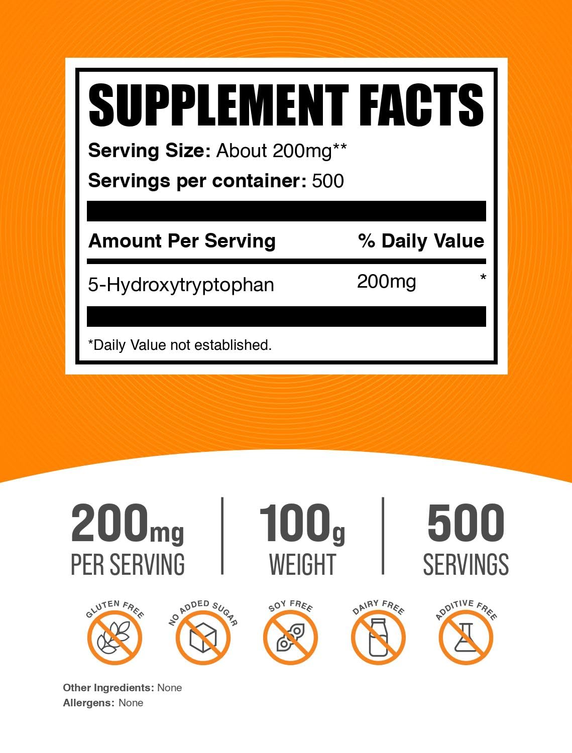 Foto 3 pulgar | Suplemento Bulksupplements.com 5-htp En Polvo 200 Mg 100 G - Venta Internacional.