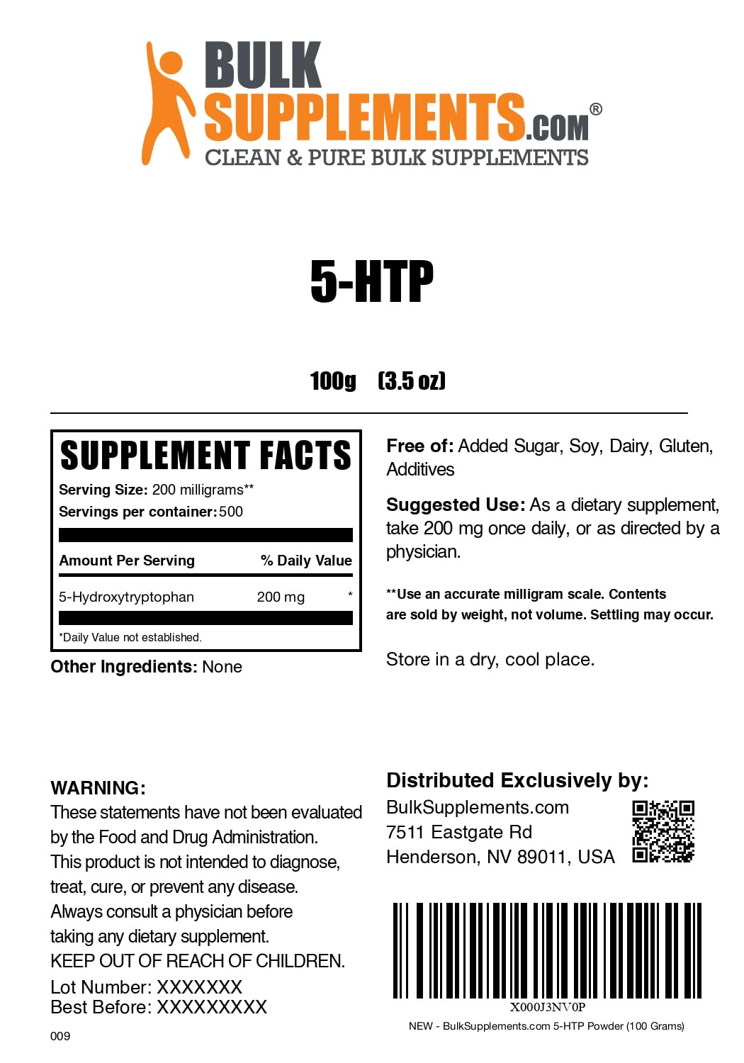 Foto 7 pulgar | Suplemento Bulksupplements.com 5-htp En Polvo 200 Mg 100 G - Venta Internacional.