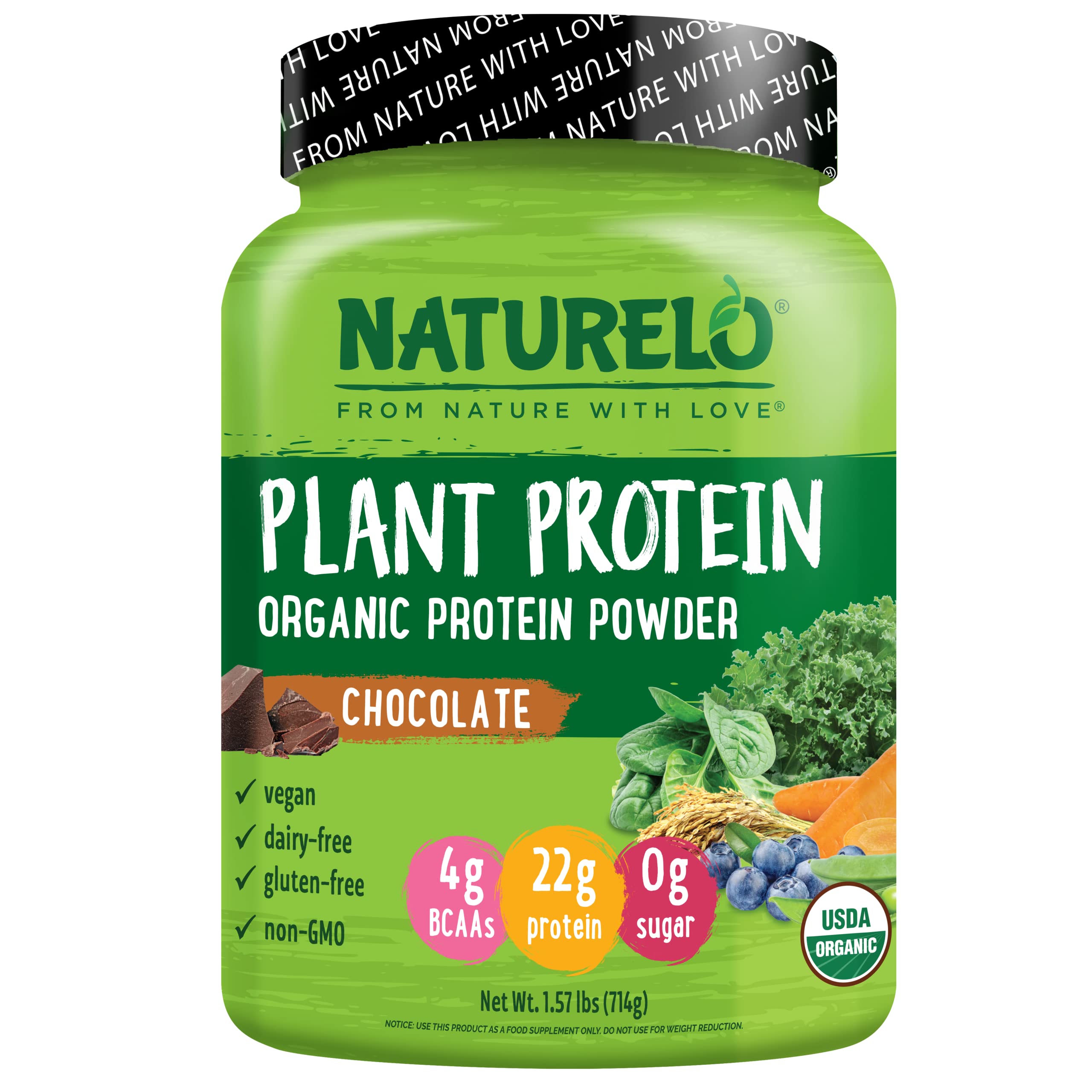 Proteína Vegetal En Polvo Naturelo Chocolate 20 Porciones 500 G - Venta Internacional.