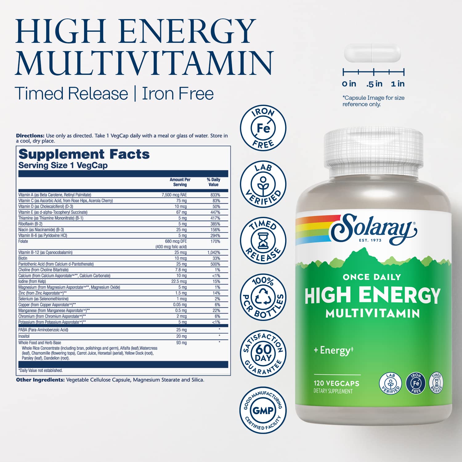 Foto 3 pulgar | Suplemento Multivitamínico De Alta Energía Solaray, 120 Cápsulas Vegetales - Venta Internacional.