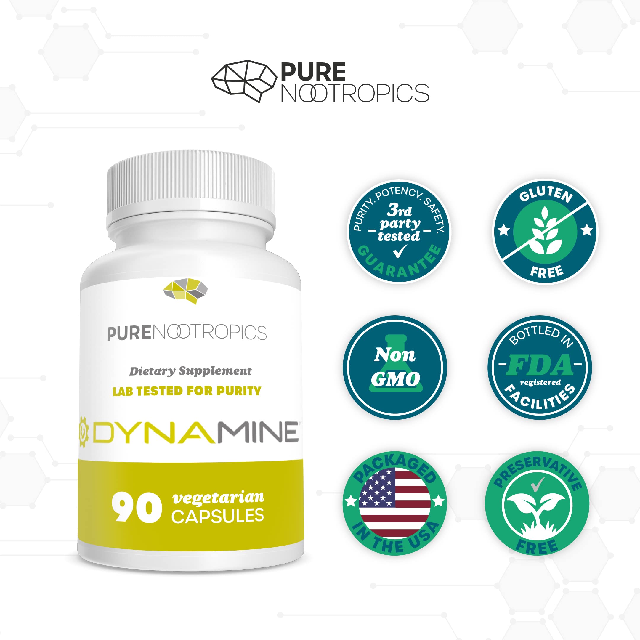 Foto 5 | Suplemento Pure Nootropics Dynamine En Cápsulas De 100 Mg (90) - Venta Internacional.