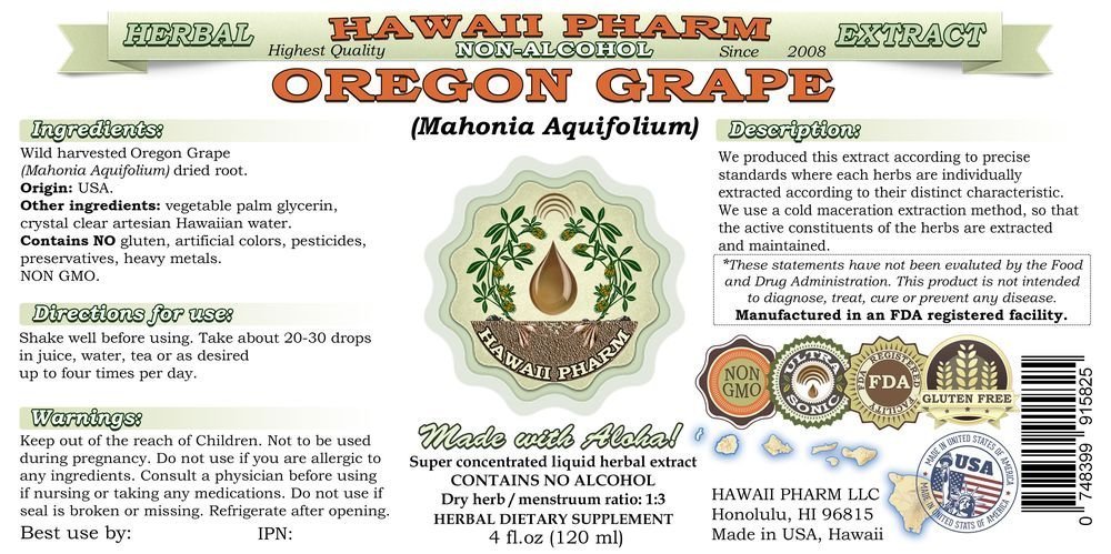 Foto 2 | Suplemento Herbal Hawaii Pharm Oregon Grape 60 Ml Sin Alcohol - Venta Internacional.