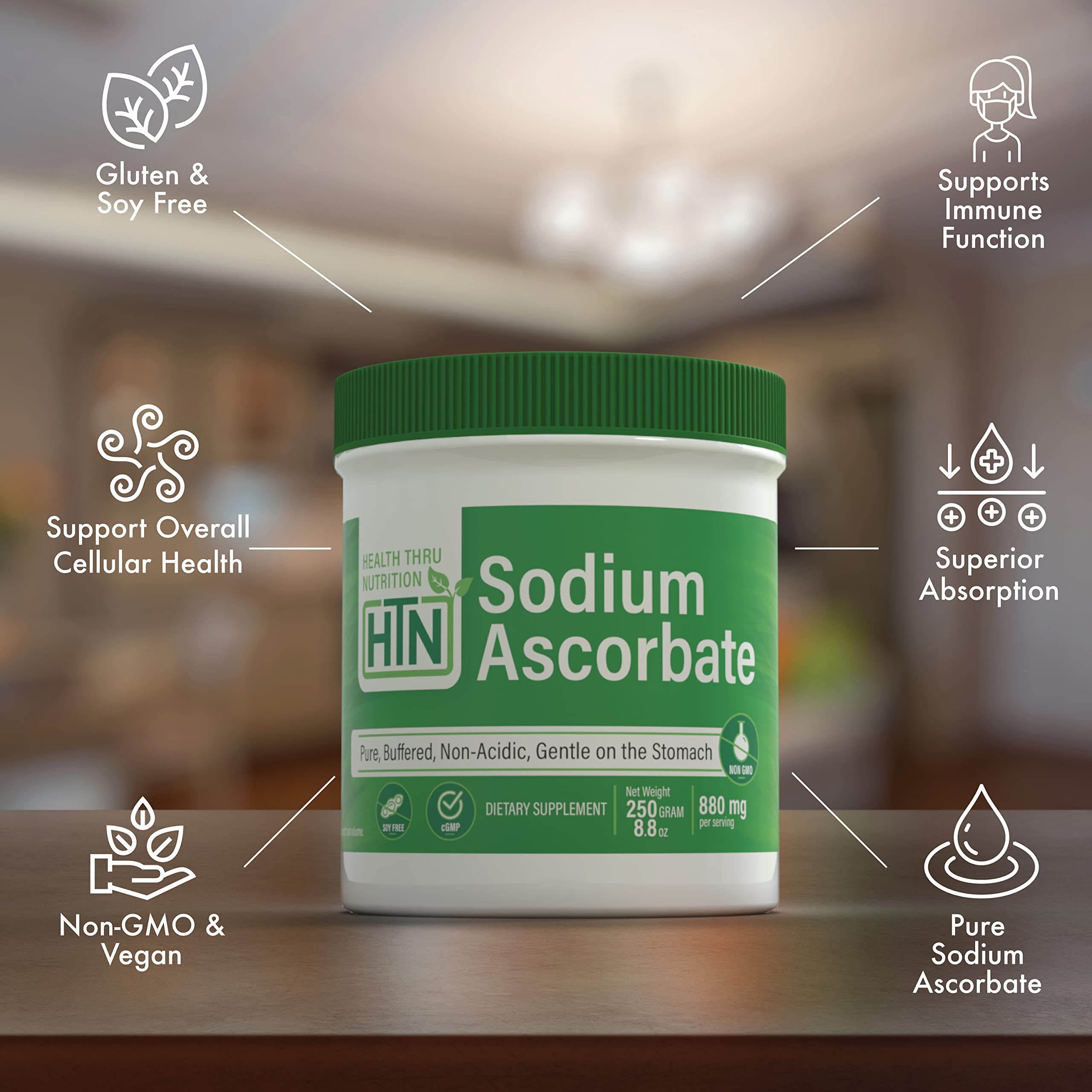 Foto 3 | Vitamina C En Polvo Health Thru Nutrition Ascorbato De Sodio 250 G - Venta Internacional.
