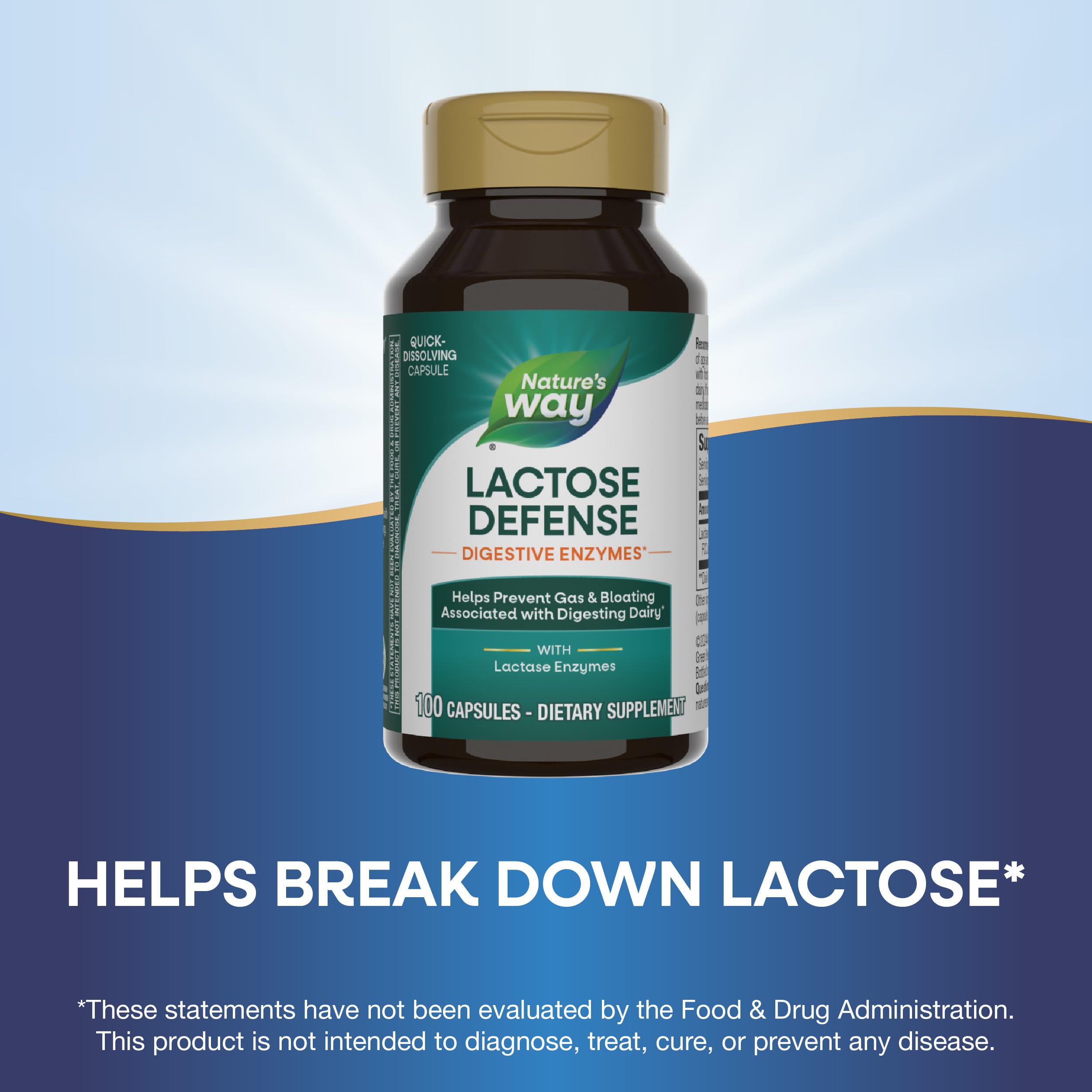 Foto 5 pulgar | Suplemento Nature's Way Lactose Defense 100 Cápsulas - Venta Internacional.