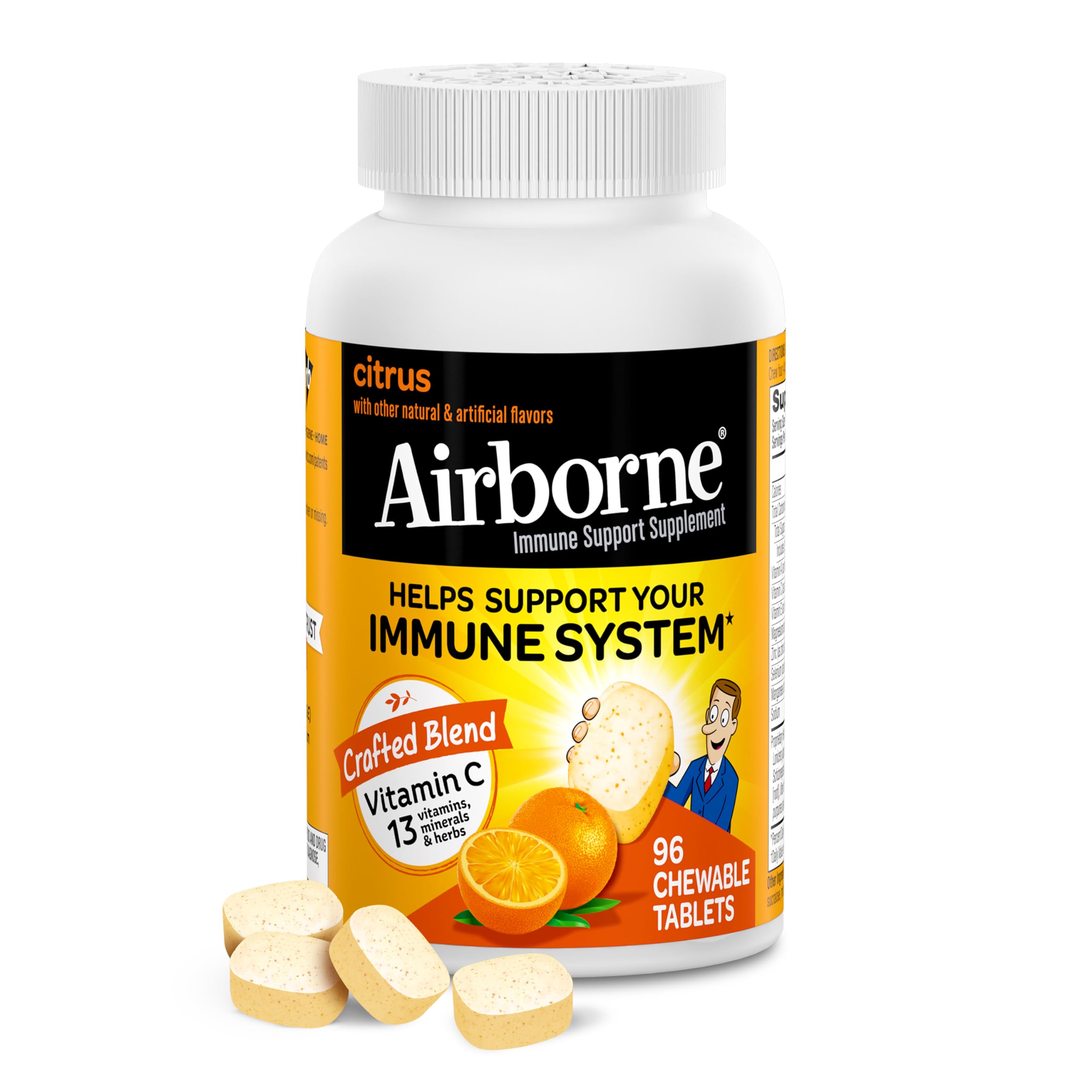 Foto 1 | Suplemento Airborne En Tabletas Masticables De 1000 Mg Con Zinc, 96% De Cítricos - Venta Internacional.