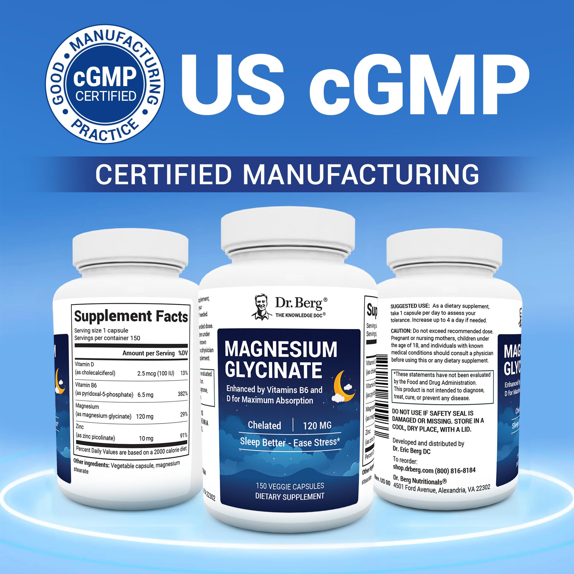 Foto 5 | Complemente El Glicinato De Magnesio Dr. Berg Con Vitaminas D, B6 Y Z - Venta Internacional.