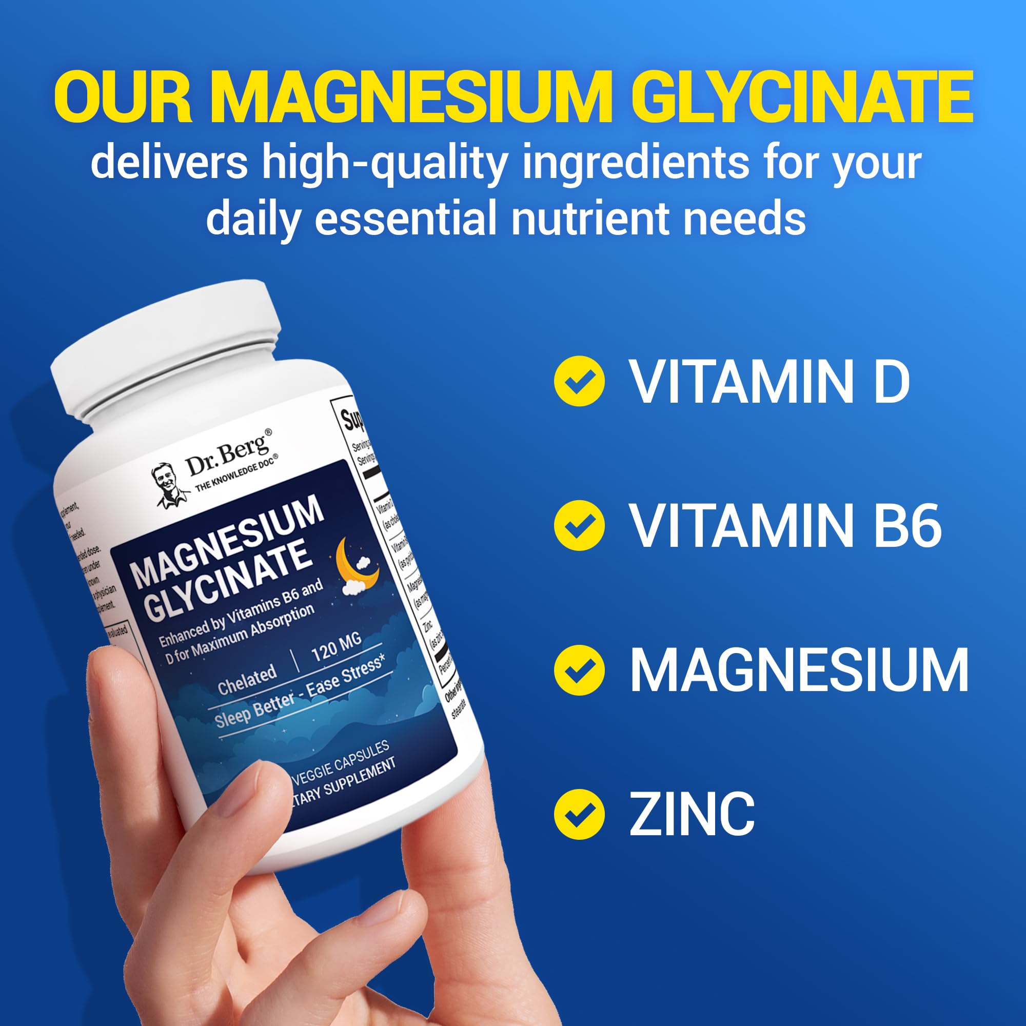 Foto 7 pulgar | Complemente El Glicinato De Magnesio Dr. Berg Con Vitaminas D, B6 Y Z - Venta Internacional.