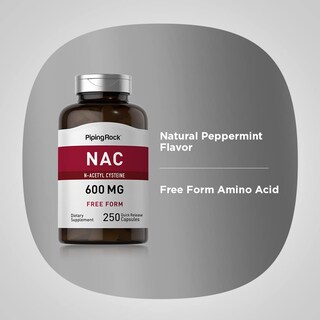 Foto 4 | Suplemento Piping Rock Nac N-acetil Cisteína 600 Mg 250 Cápsulas - Venta Internacional.