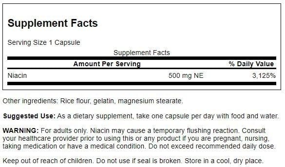 Foto 3 pulgar | Suplemento Swanson Niacin (b3) Cardio Health 500 Mg 250 Cápsulas - Venta Internacional.