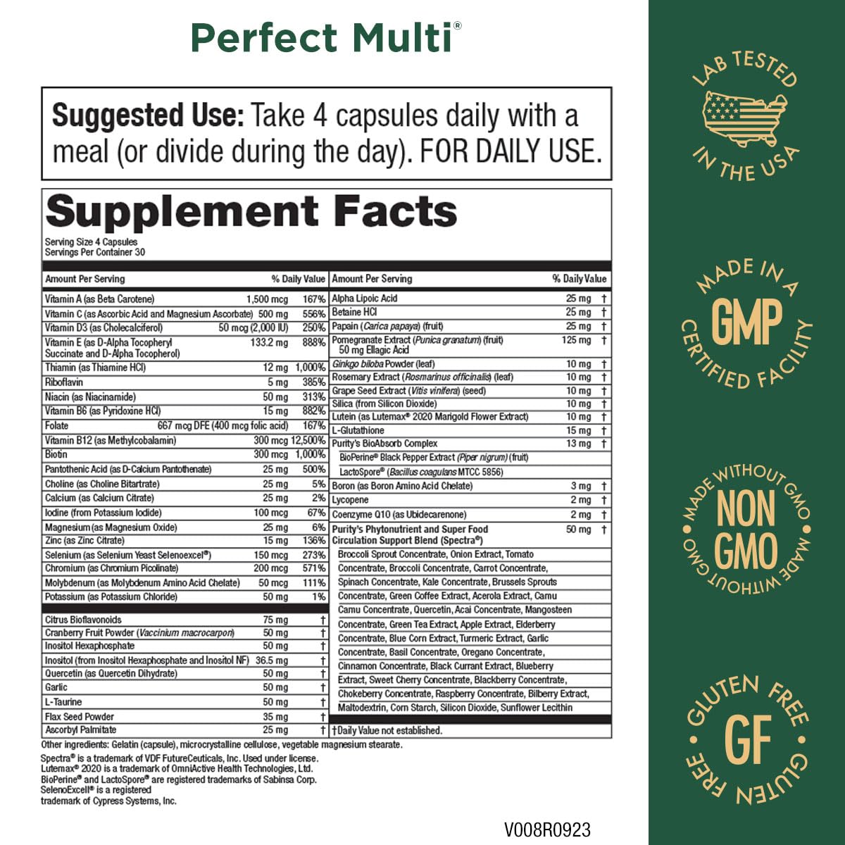 Foto 3 pulgar | Suplemento Purity Products Perfect Multi 120 Cápsulas - Venta Internacional.