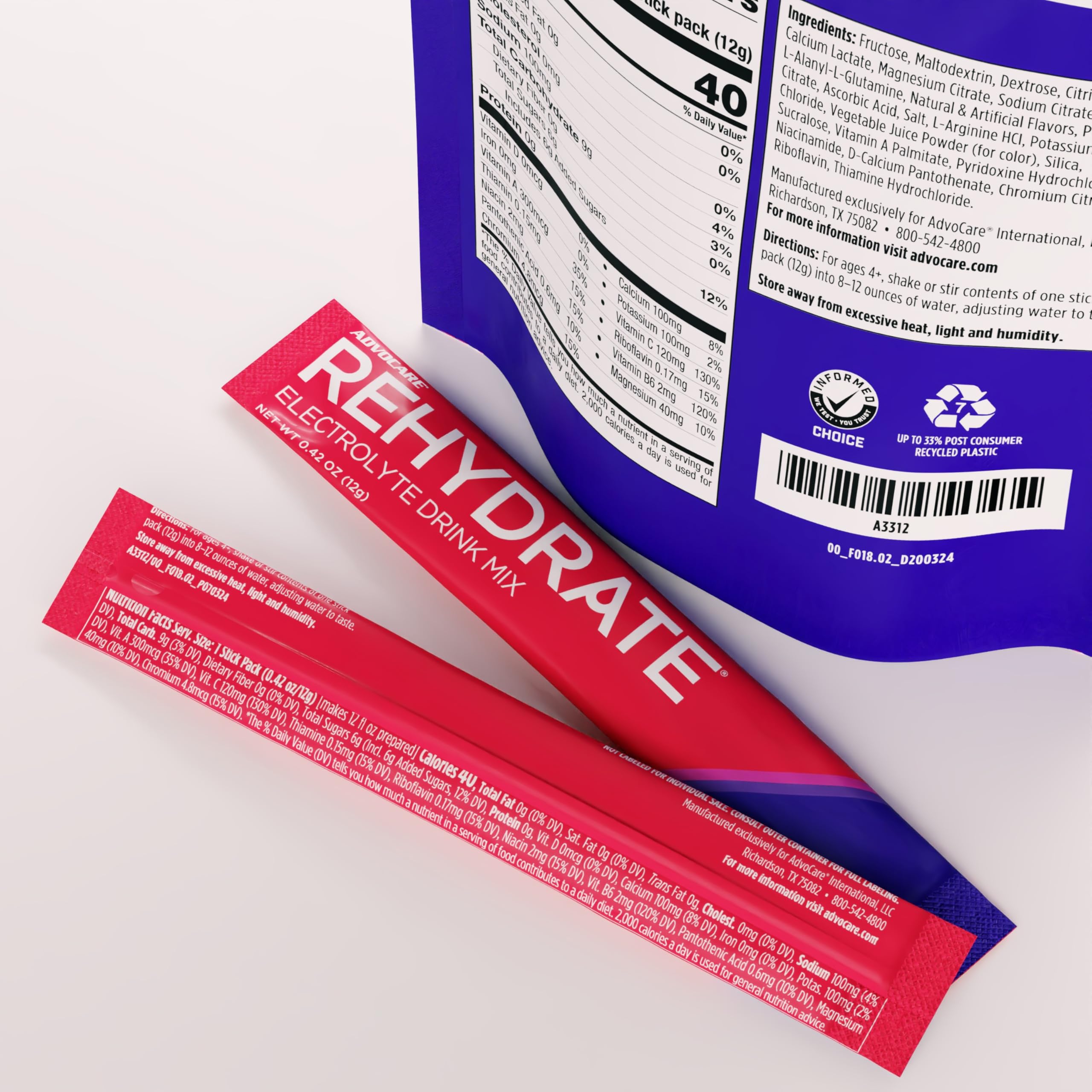 Foto 3 | Electrolítos AdvoCare Rehydrate Fruit Punch 15 Piezas- Venta Internacional
