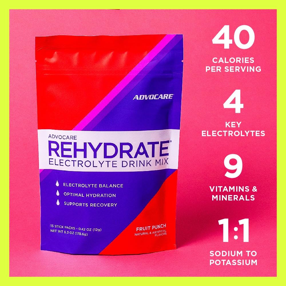 Foto 5 pulgar | Electrolítos AdvoCare Rehydrate Fruit Punch 15 Piezas- Venta Internacional