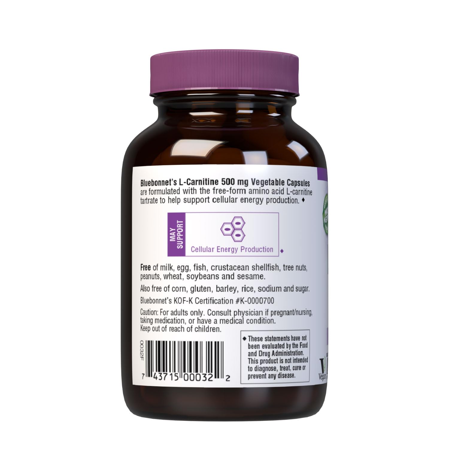 Foto 3 | Suplemento De L-carnitina Bluebonnet, 500 Mg, Cápsulas Vitamínicas, 60 - Venta Internacional.