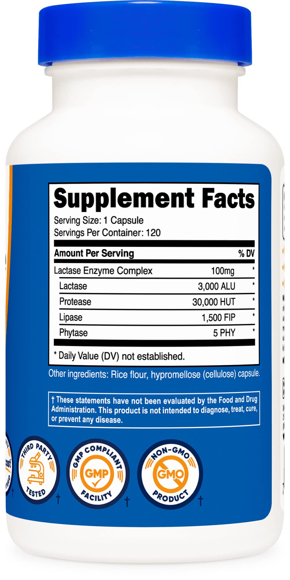 Foto 5 pulgar | Suplemento Nutricost, Complejo Enzimático De Lactasa, 3000 Fcc Alu, 120 Cápsulas - Venta Internacional.
