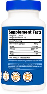 Foto 4 | Suplemento Nutricost, Complejo Enzimático De Lactasa, 3000 Fcc Alu, 120 Cápsulas - Venta Internacional.