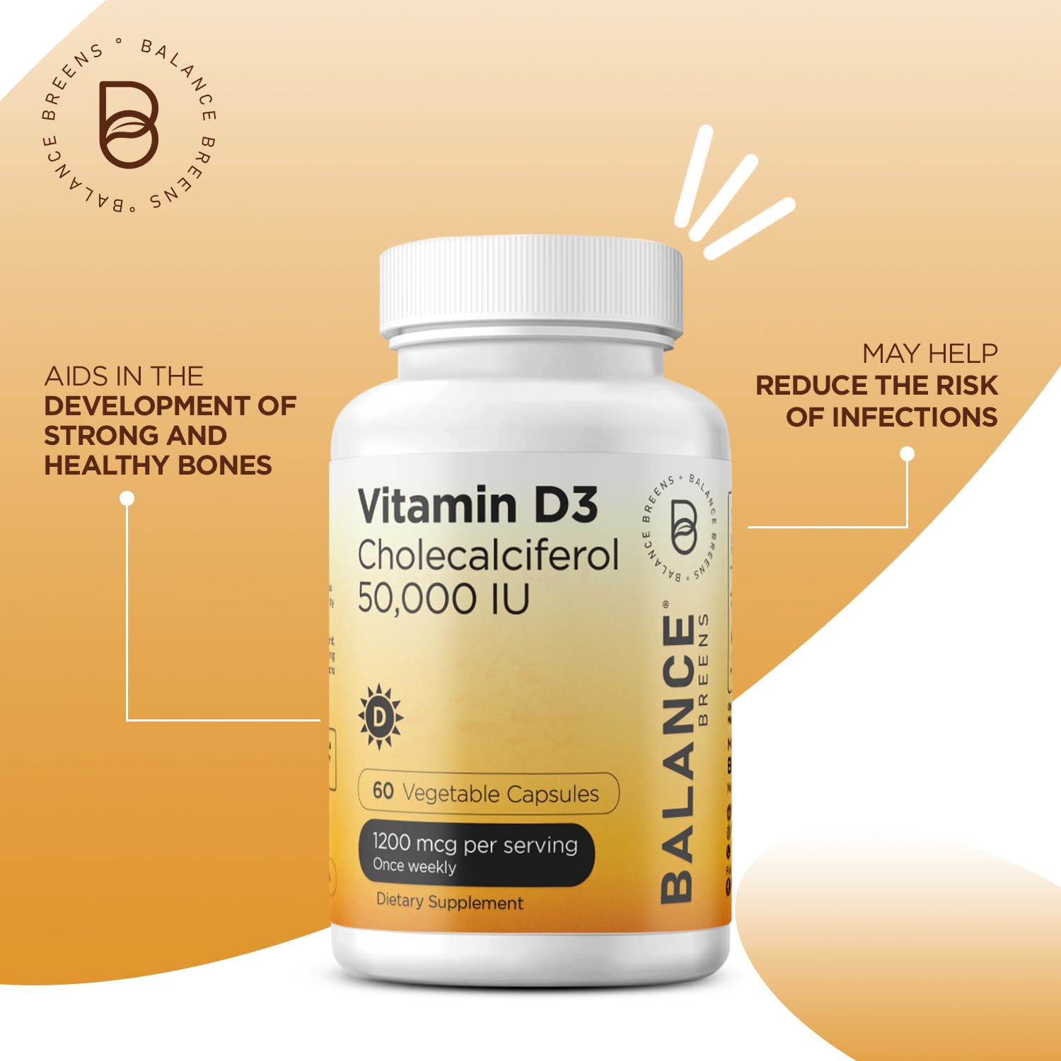 Foto 2 | Suplemento Balancebreens De Vitamina D3 50 000 Ui 60 Cápsulas - Venta Internacional.