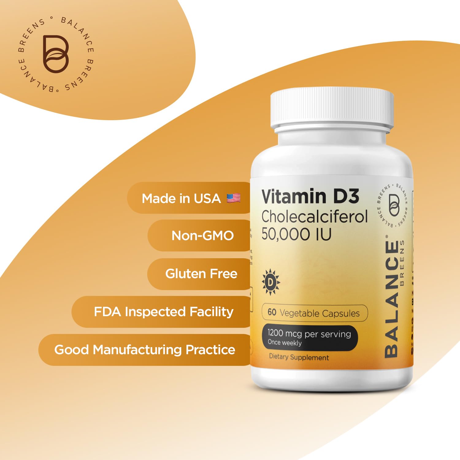 Foto 5 | Suplemento Balancebreens De Vitamina D3 50 000 Ui 60 Cápsulas - Venta Internacional.