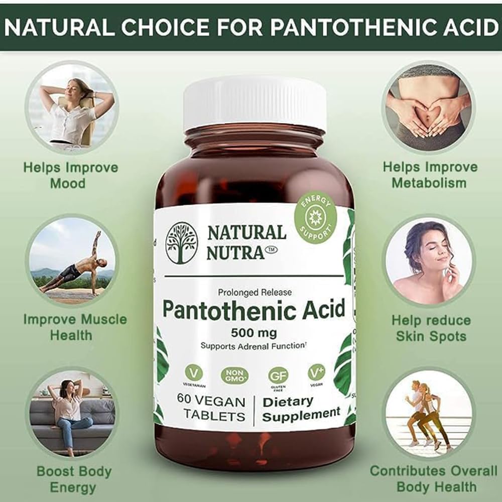 Foto 4 pulgar | Suplemento Natural De Ácido Pantoténico Nutra, 500 Mg De Vitamina B5 - Venta Internacional.