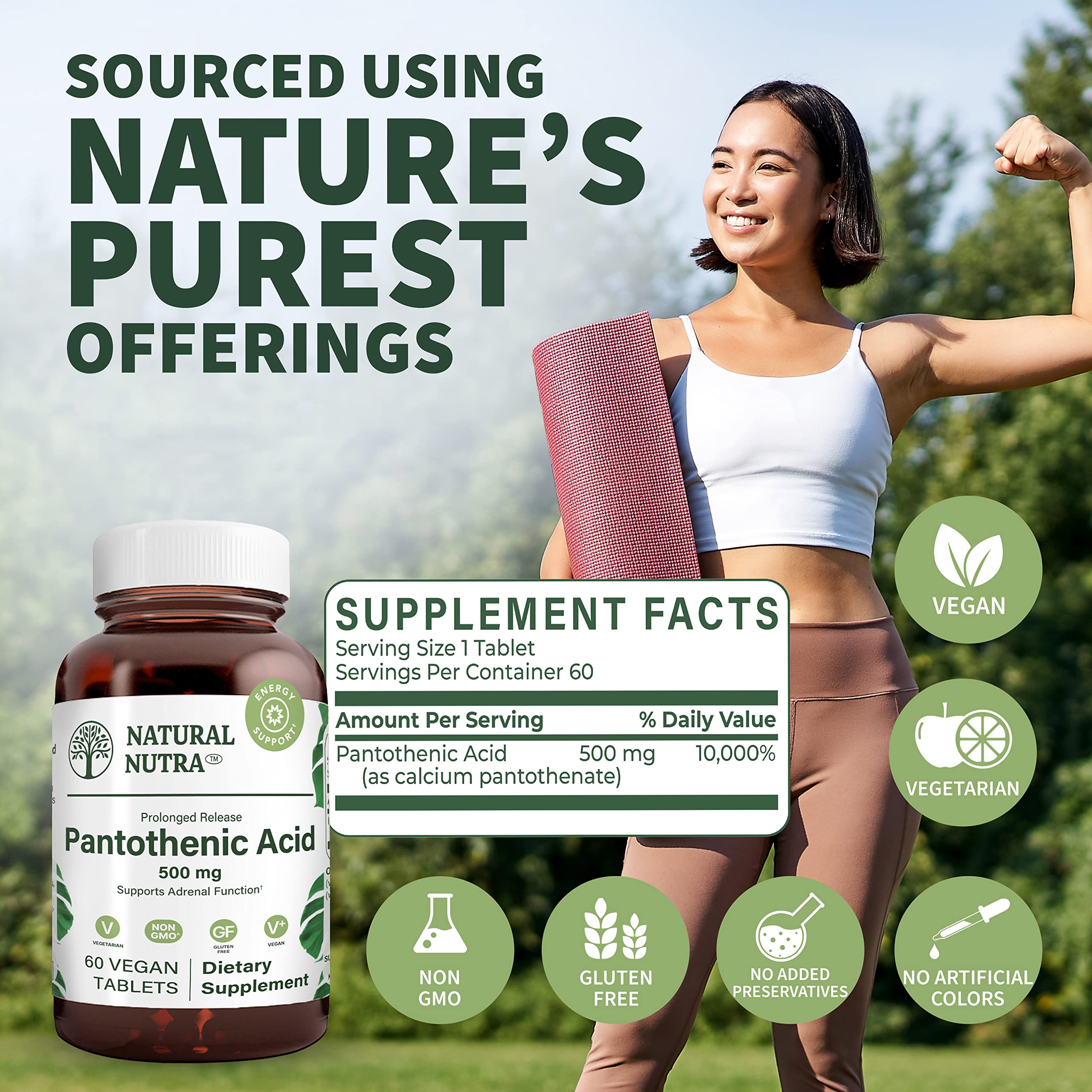 Foto 5 pulgar | Suplemento Natural De Ácido Pantoténico Nutra, 500 Mg De Vitamina B5 - Venta Internacional.