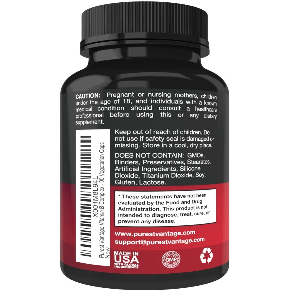 Foto 4 pulgar | Suplemento Del Complejo De Vitamina B Purest Vantage 90 Cápsulas - Venta Internacional.