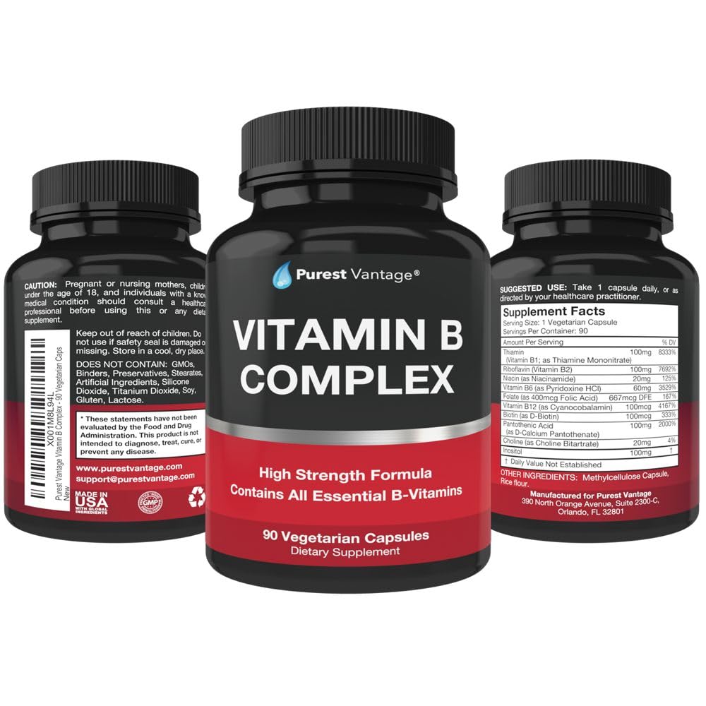 Foto 5 pulgar | Suplemento Del Complejo De Vitamina B Purest Vantage 90 Cápsulas - Venta Internacional.