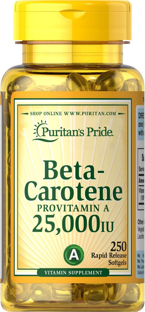 Foto 2 pulgar | Suplemento De Betacaroteno Puritan's Pride, 25 000 Ui, 250 G - Venta Internacional.