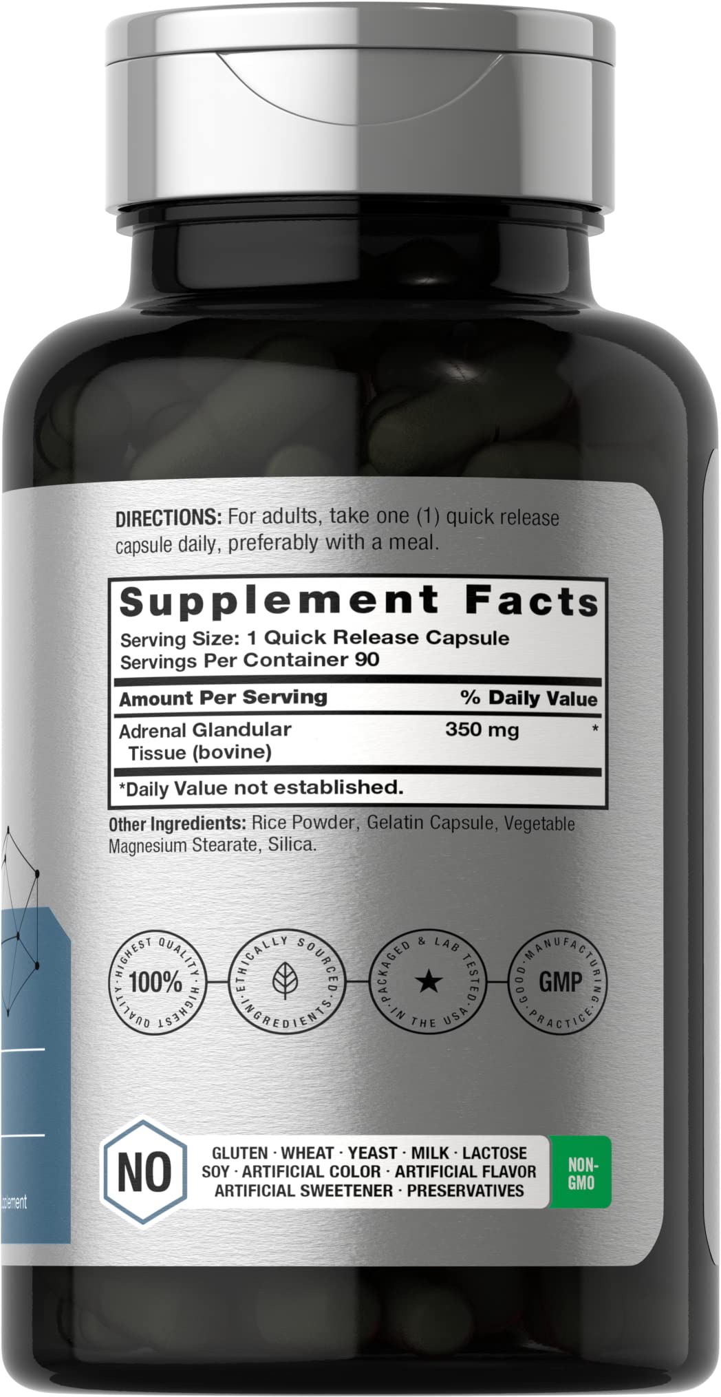 Foto 3 pulgar | Suplemento Horbäach Raw Adrenal Glandular 350 Mg 90 Cápsulas - Venta Internacional.