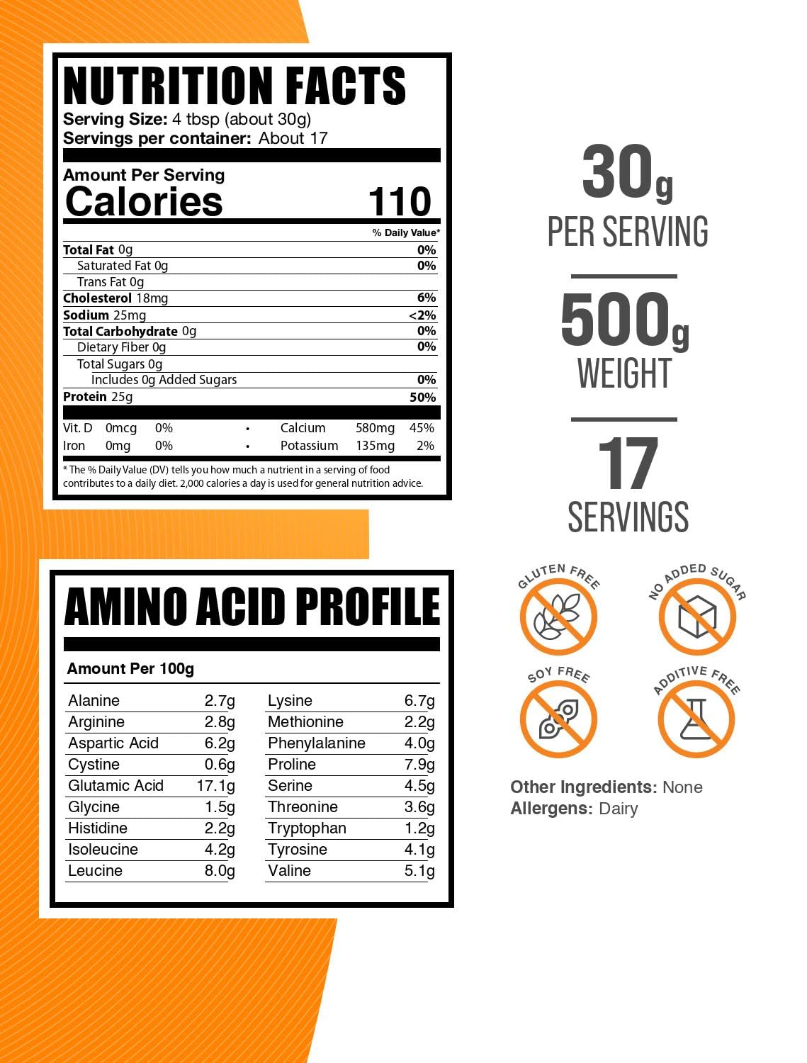 Foto 3 pulgar | Proteína De Caseína En Polvo Bulksupplements.com Micelar 500 G - Venta Internacional.