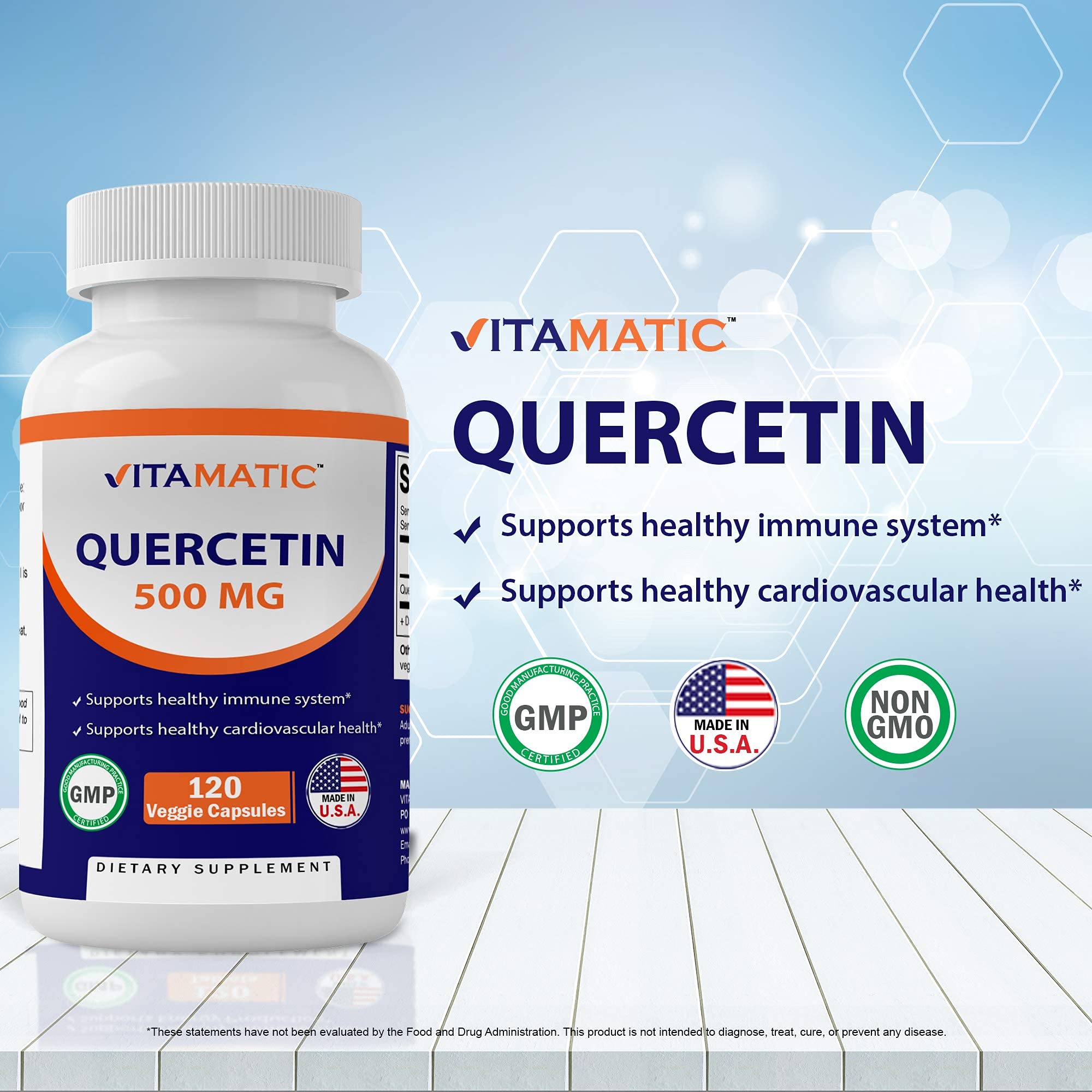 Foto 3 pulgar | Suplemento Vitamático De Quercetina 500 Mg 120 Cápsulas Vegetarianas - Venta Internacional.